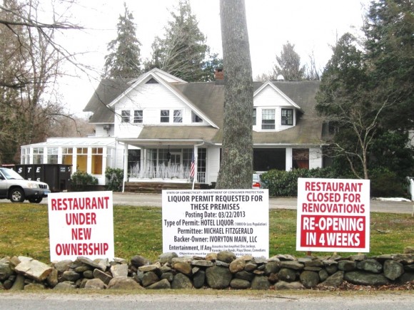 Signs with a Story: The Copper Beech Inn, Ivoryton – The Copper Beech Inn nder New Management (Photo by Jerome Wilson)