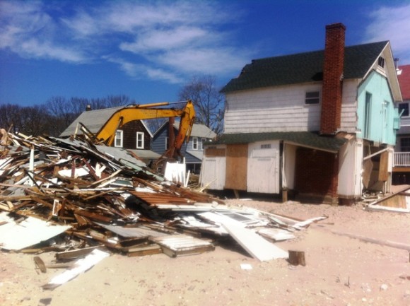 A pile of rubble now lies where formerly a house proudly stood at Hawks Nest Beach.