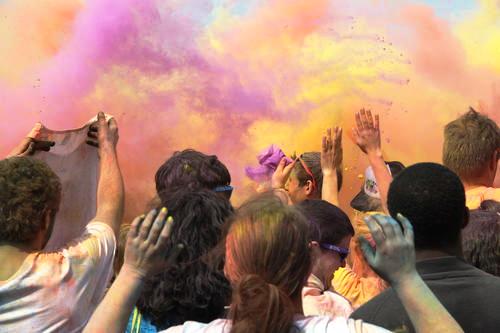 Standing under a sea of color.