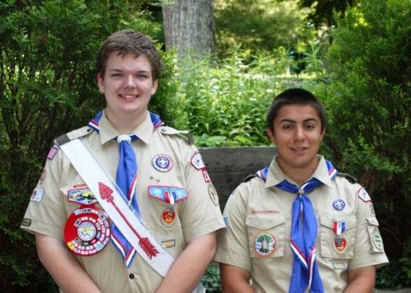 Matthew Fries and Adam Muhsin, both of Old Lyme, received the Eagle Scout Award, Scouting’s highest achievement
