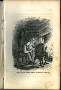 An old schoolbook on display in the 'Libraries Past and Present' exhibit at Lyme Public hall.