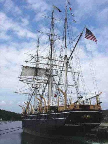 The imposing Charles W. Morgan whaling ship.