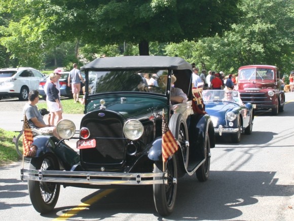 This classic car led the parade of vintage vehicles ...