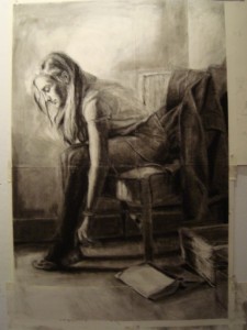 Charcoal sketch of a woman by Shannon Chapman.