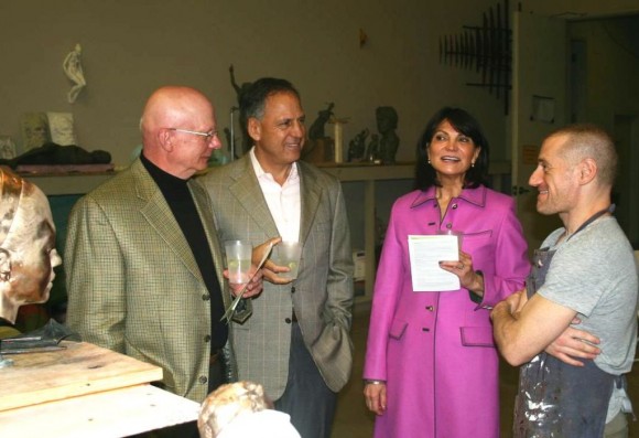 Chair of Sculpture Brian Booth Craig (right) chats with guests during the first Aha! event.