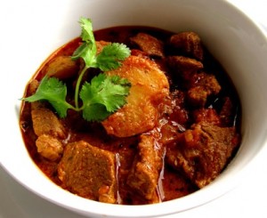 Indian lamb curry with potatoes.