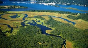 Aerial view of the Connecticut River.