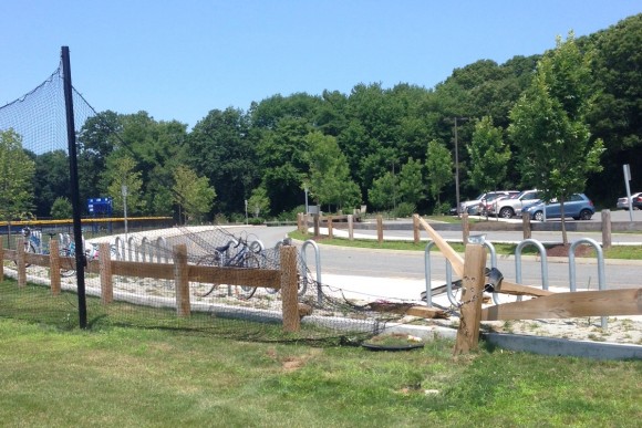 Fence and field damage.