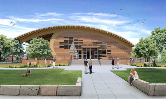 Schematic design by Centerbrook Architects of Essex for new Mystic Seaport Museum.
