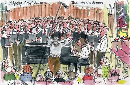 Drawing by Madeline Favre of Deep River of Cappella Cantorum inspired by a performance in St. Paul's Lutheran Church in Old Saybrook.