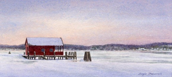 The signature piece of artwork, titled, 'Boathouse,' for the sale.