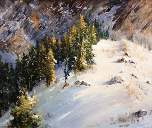 The signature painting (above) for 'Deck the Walls' this year is ' Symphony of Light in Mountain and Trees' in oil by Faripour Forouhar.