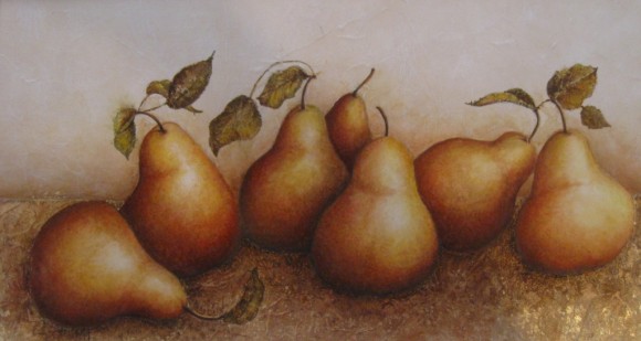 'Talking Pears' by Paula Dewell is featured in the 23rd Annual Associate Artists exhibition.
