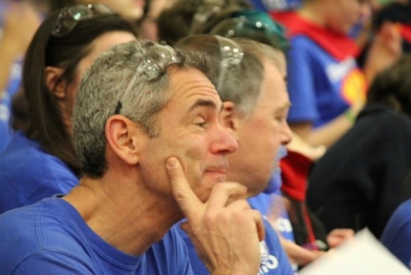 An ever-present Bill Derry - Tech Ed teacher, long term mentor and co-founder of the Techno Ticks - watches as the team produce another “big six” stack.