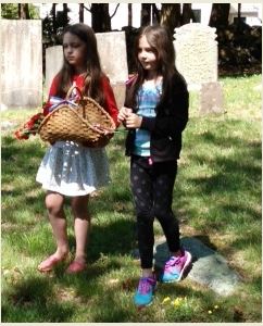 Taking flowers to the veteran's graves.