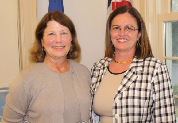 Incumbents First Selectwoman Bonnie Reemsnyder (right) and Selectwoman Mary Jo Nosal have been endorsed by the Old Lyme Democrats to run again in November.
