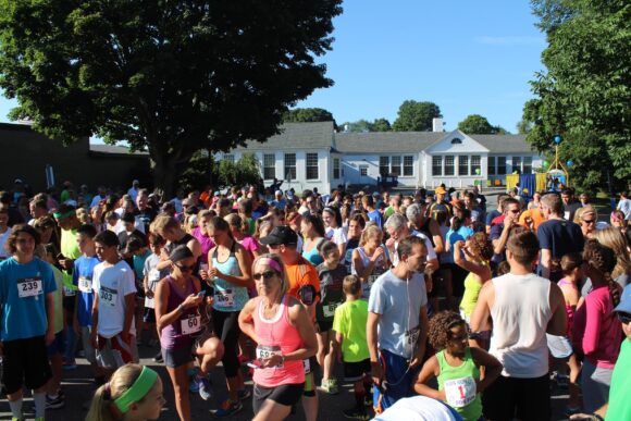 Shortly before 8 a.m. when the 5K race began, a large crowd thronged the starting line.