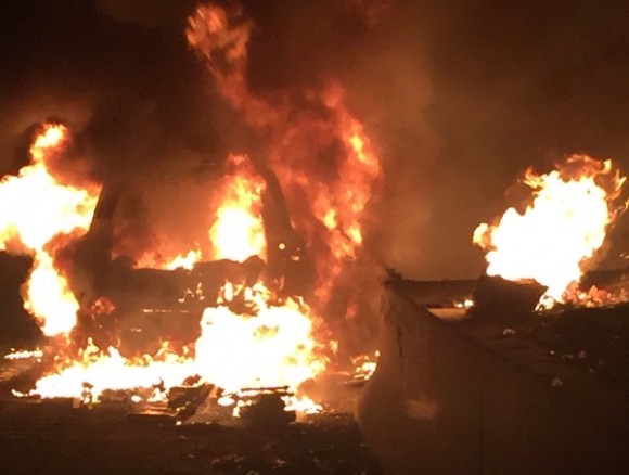 Dan Steven's car on fire last Wednesday evening.