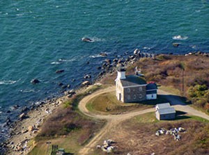 Aerial voew of Plum Island lighthouse. (From Preserve Plum Island website)