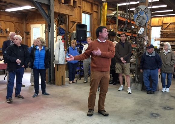 Greg Stroud makes a point during his presentation in Studio 80 + Sculpture Grounds.