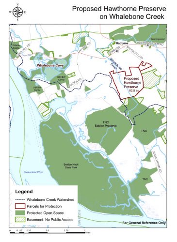 Map showing the location of the proposed Hawthorne Preserve.