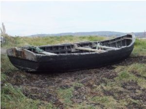 A currach is a traditional Irish boat, used both for transporting goods and animals to islands as well as for fishing on rough and stormy seas, now used in competitive Irish events.