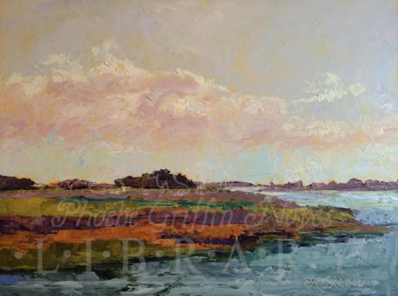 'Looking South on the Connecticut River at Old Lyme' is the signature painting of the 'Touching Water' exhibition opening Friday at the Old Lyme Library.