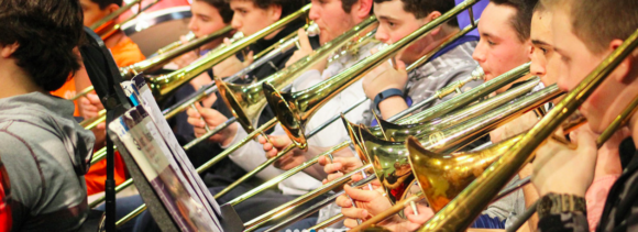 The Lyme-Old Lyme High School band in action.