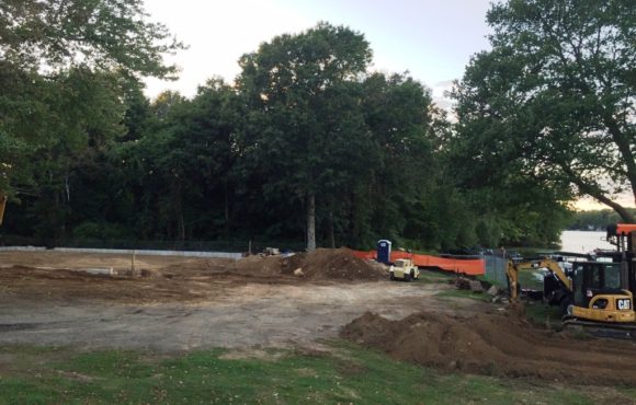 The old boathouse has been demolished and construction has begun on the boathouse at Hains Park.