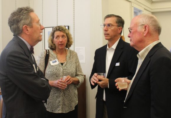 Everyone was there: Florence Griswold Museum Director Jeff Andersen chats with the Poiriers. 