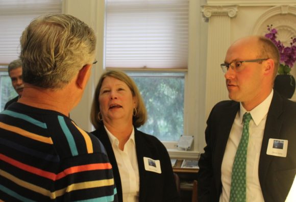 Selectwoman Mary Jo Nosal and State Representative Devin Carney (R-23rd) share a moment with a guest at the event.