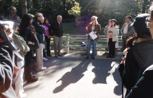Last year, participants gathered together to hear a speaker prior to starting their walk