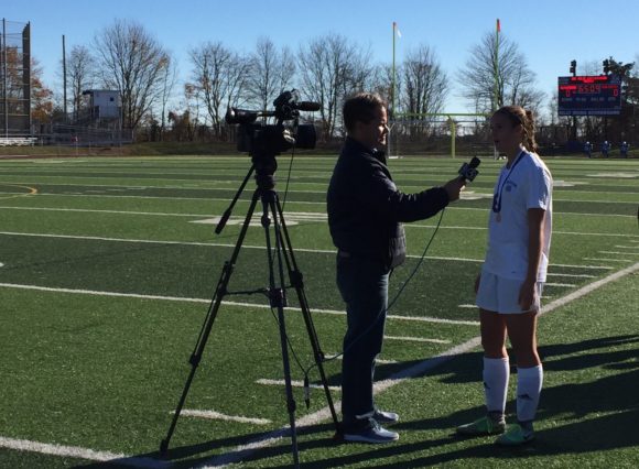 Caleigh O'Neil, who scored the lone goal that won the championship for the Wildcats, was interviewed after being named game MVP.
