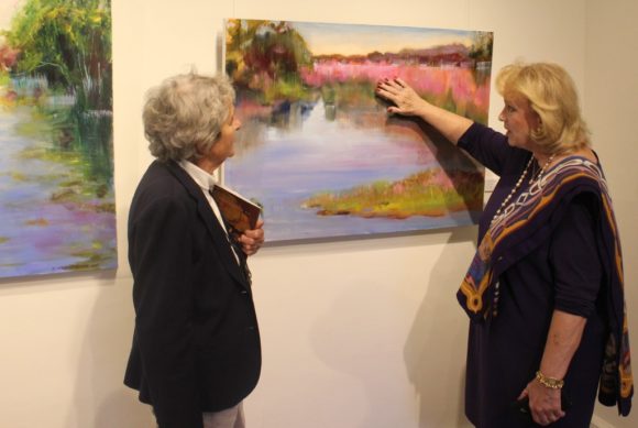 Jan Dillensheider (right) discusses her work with writer Nicole Prevost Logan